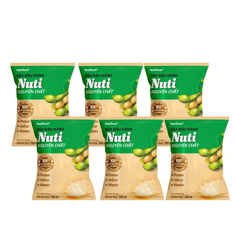 Thùng 36 Bịch Sữa đậu nành Nuti Nguyên Chất Bịch 200ml TU.NSDN01TI NUTIFOOD