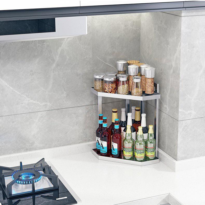 Kệ đựng gia vị dạng góc bằng inox 304 cao câp, tiện dụng