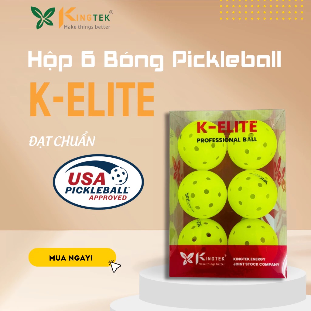 Bóng Pickleball tiêu chuẩn thi đấu Kingtek K-Elite | Hộp 06 bóng