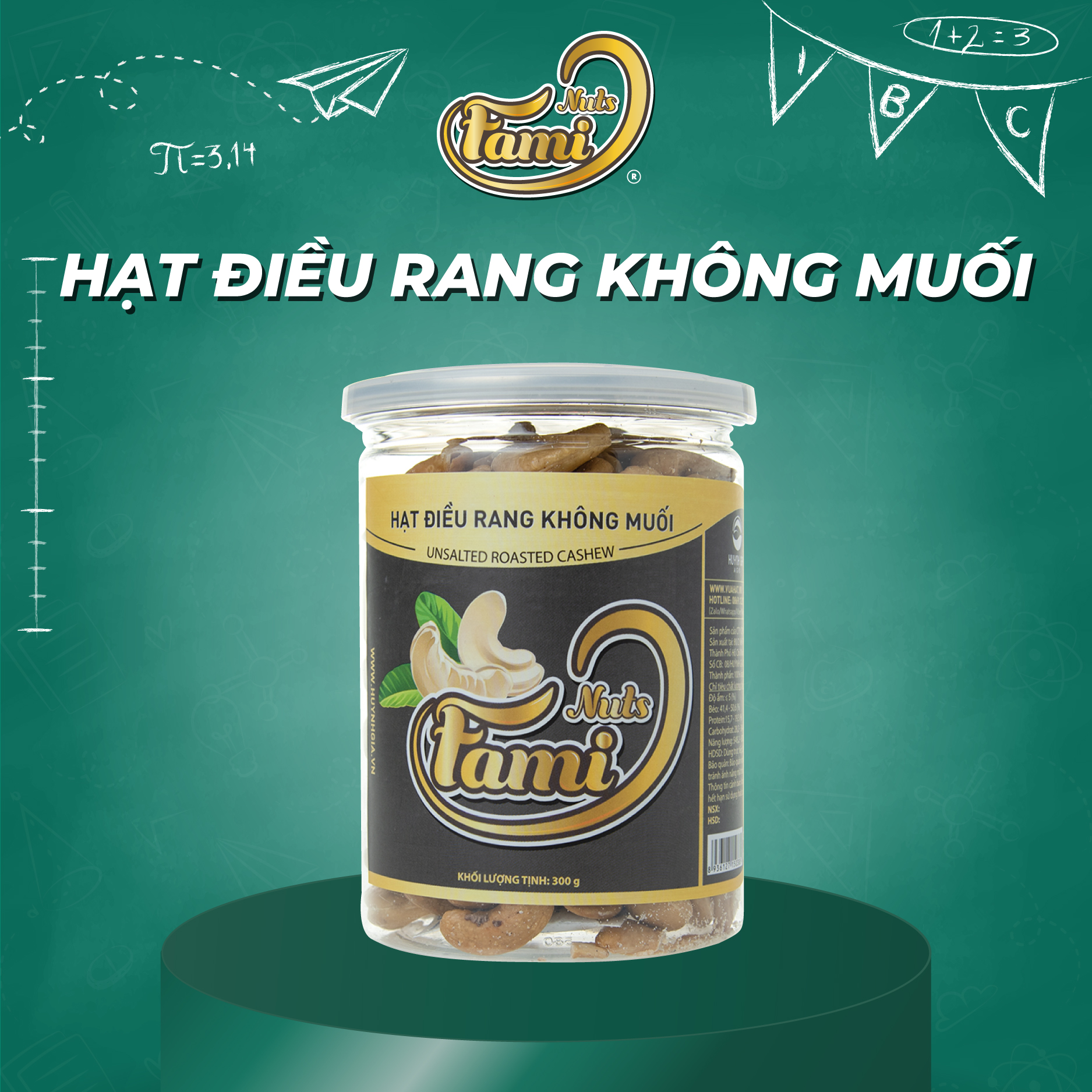 Hạt Điều Rang Không Muối Fami (300g / Hũ)