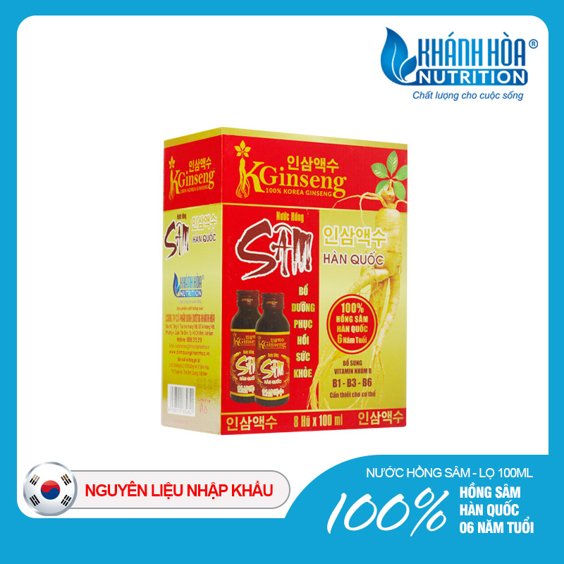 Nước Hồng Sâm 100% Hàn Quốc 6 năm tuổi KGinseng - Hộp 8 lọ x 100ml