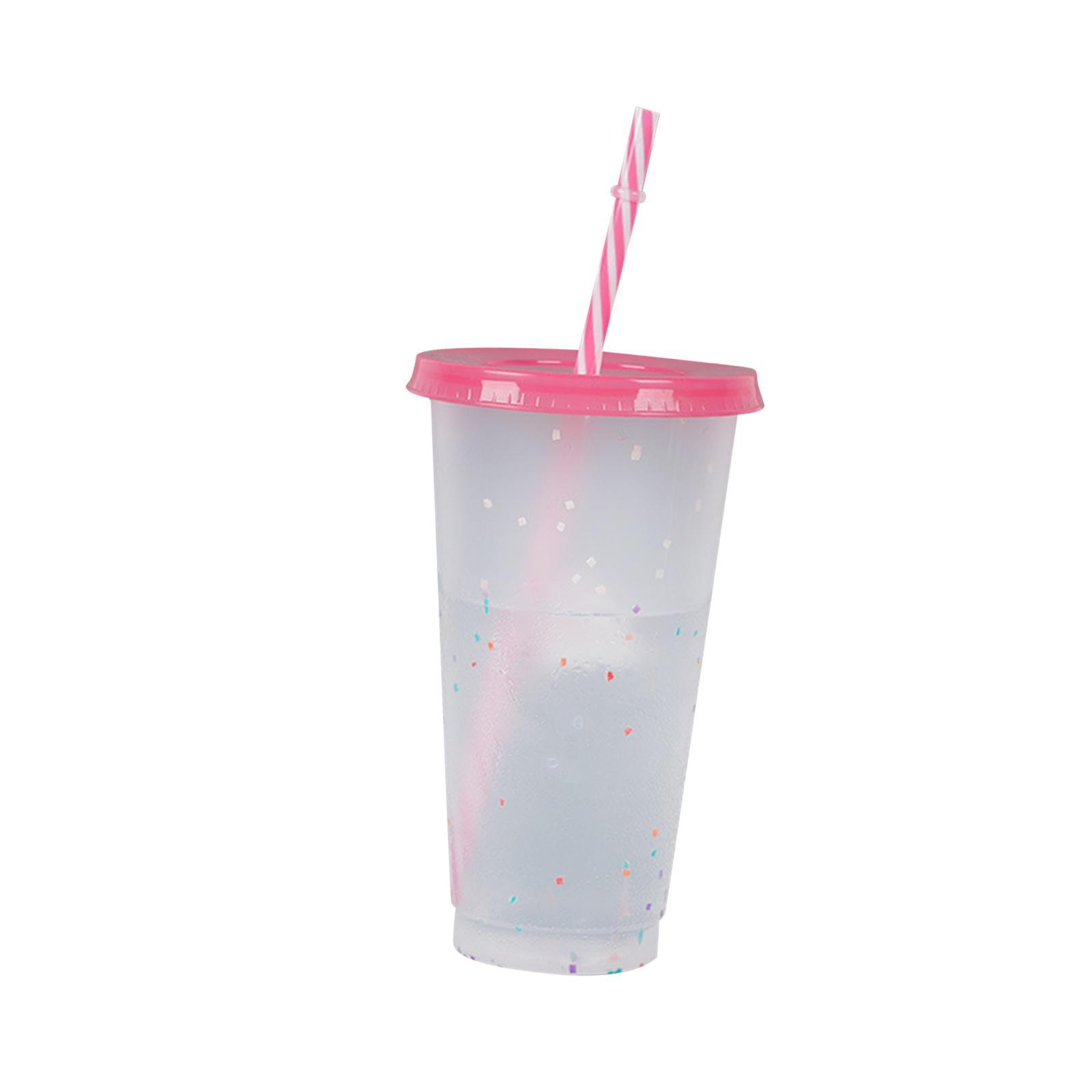 Color Changing Cup with Lids Smoothie Cup Transparent Portable Drinking Mug