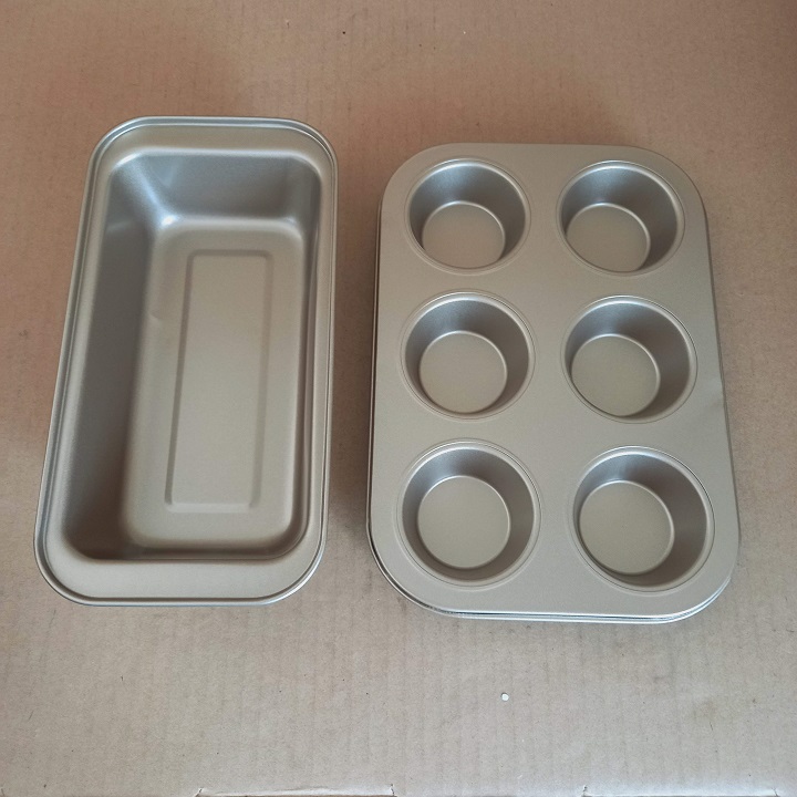 Bộ 5 Khuôn Nướng Bánh Chống Dính Cao Cấp Chất Liệu Thép Carbon - khuôn nướng bánh mì, pizza, cupcake