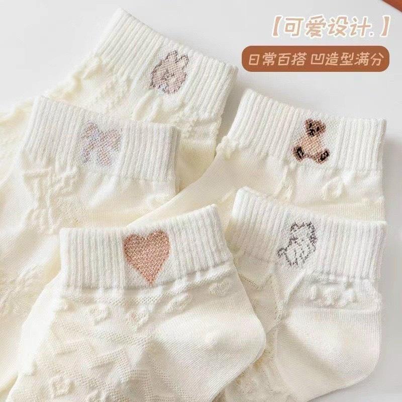 Tất cổ ngắn nữ, vớ nữ cổ vuông trắng chất vải cotton co giãn bốn chiều thoáng khí -Mã 1.5