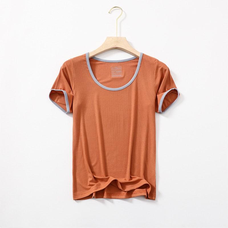 Áo Lót Ren Nữ Tay Ngắn Áo Thun Mùa Hè Mới Cổ Tròn Rayon Nhiệt Đồ Lót Áo L XL XXL Mềm Nighty Áo Khoác
