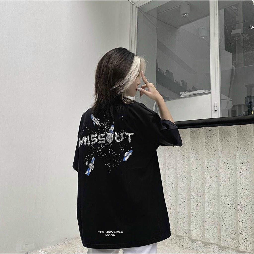 Áo Thun Áo Phông Tay Lỡ From rộng Unisex, from rộng chất mát min in MISSUOT màu trắng đen
