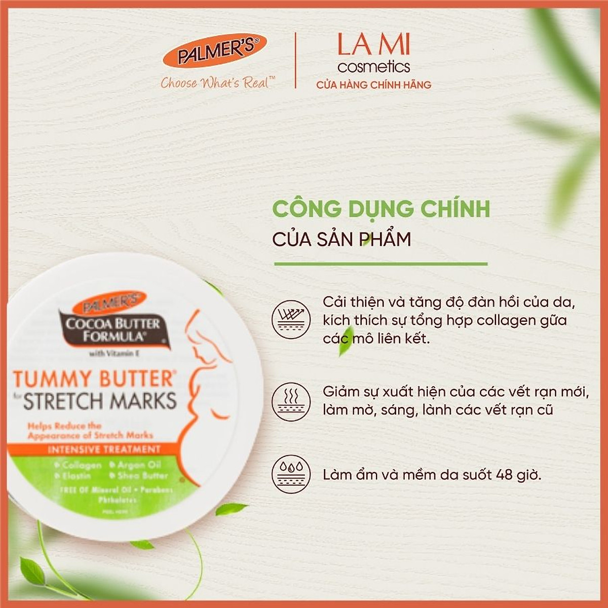 Bơ dưỡng ẩm rạn da cuối thai kỳ Palmer's 125g