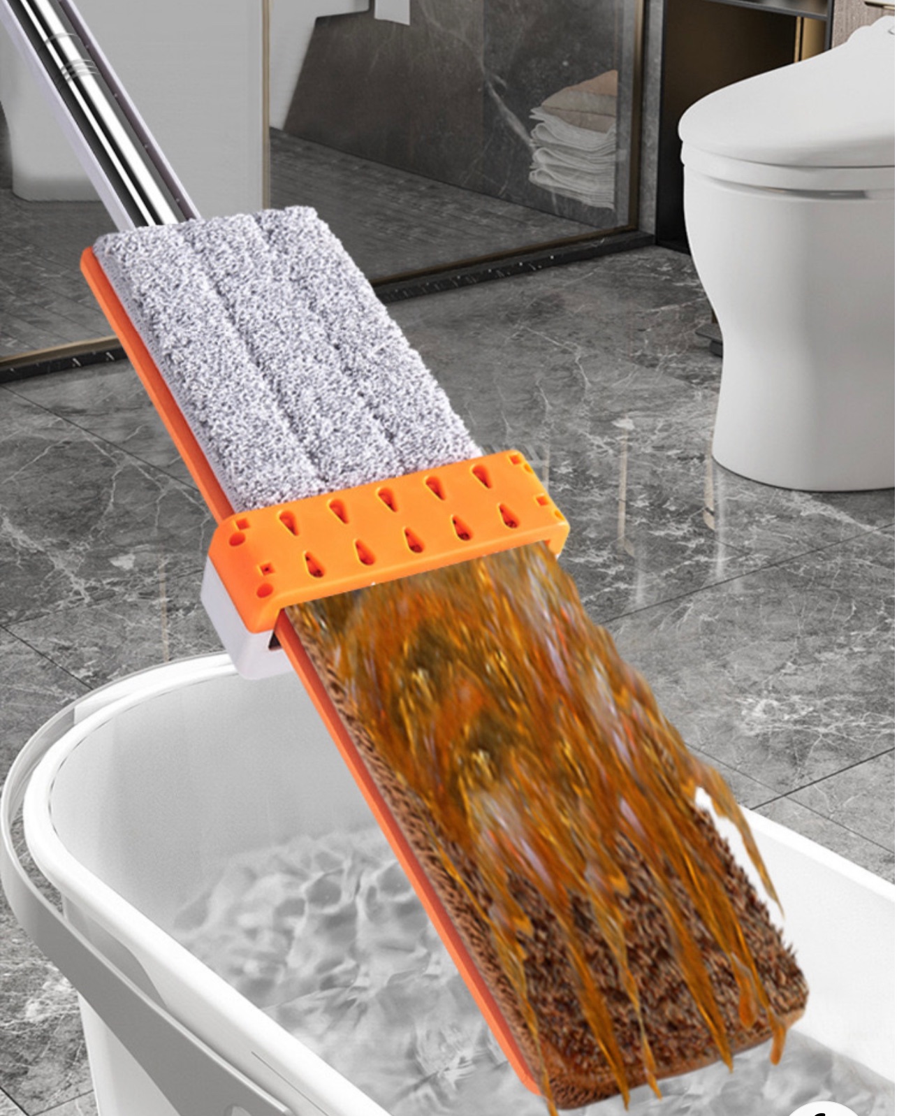 Cây lau nhà tự vắt thông minh, chổi lau nhà tự vắt thiết kế silicon gạt nước đa năng cây lau dài 128cm