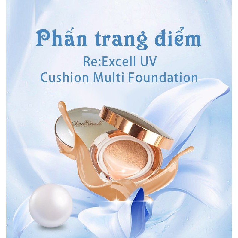 Combo 4 hộp phấn nước Hàn Quốc Re:Excell UV Cushion Multi Foundation SPF50+/PA+++ (mỗi hộp tặng kèm 1 lõi)