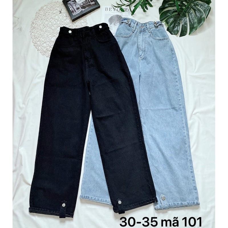 Quần baggy jean nữ lưng cao size đại kiểu lai gấp