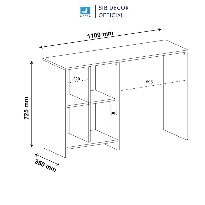 Bàn Làm Việc Phối Chân Bàn Kệ Sách Dài 110cm Thương Hiệu SIB Decor BLV129