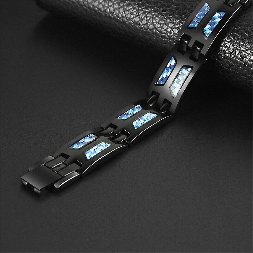 Carbon Blue Titanium Magnetic Therapy Vòng đeo tay độc đáo Double Row Ultra