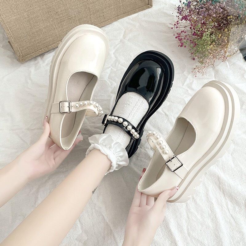 Giày lolita Nữ Da Bóng FAROSA giày ulzzang phong cách Hàn quốc mary quai cài đế cao cá tính năng động cực hót D36