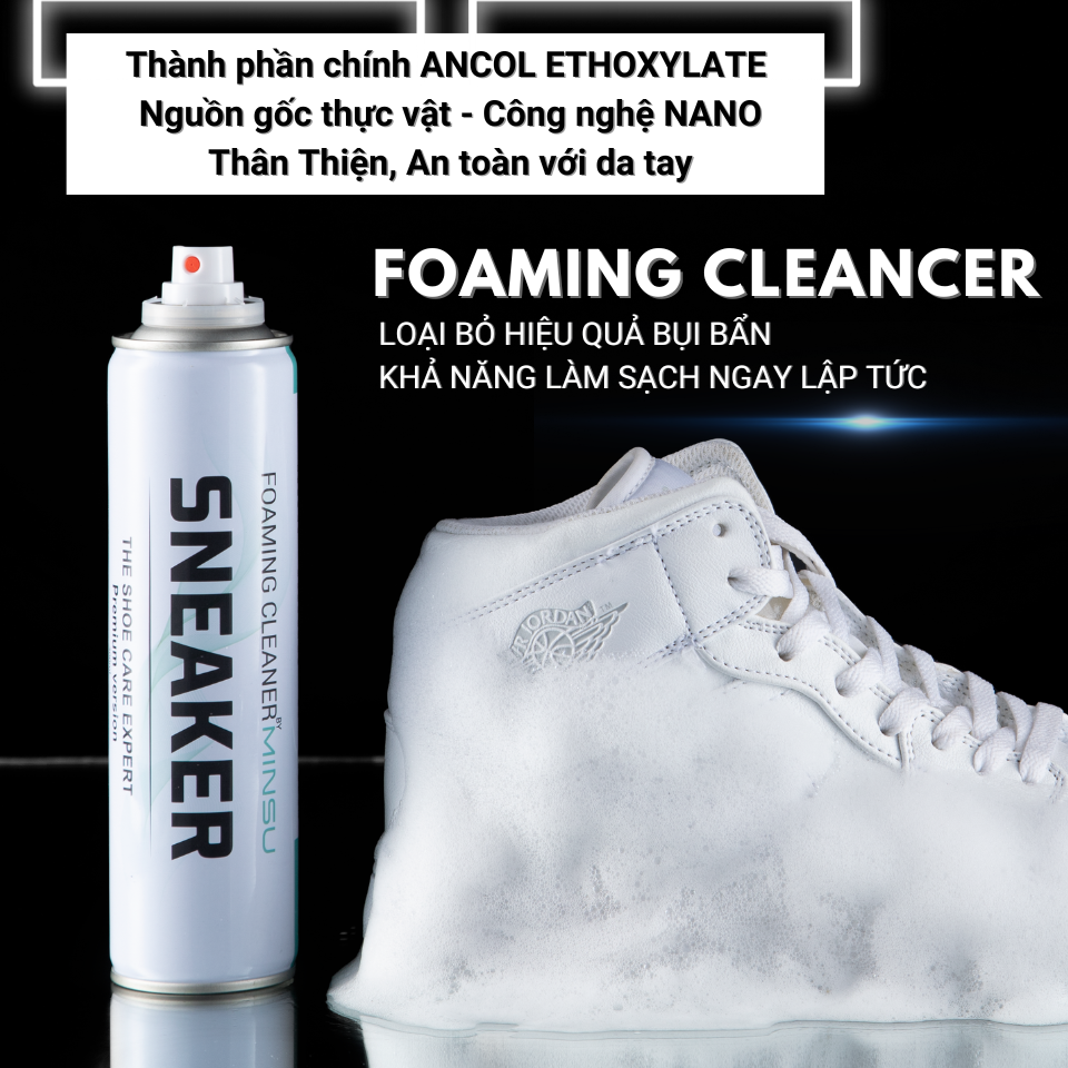 Chai Xịt Vệ Sinh Giày Sneaker NANO Bọt Tuyết M5955 Giặt Khô Siêu Tốc Bảo Vệ Giày Khỏi Bị Ố Vàng, Mục, Phai Màu