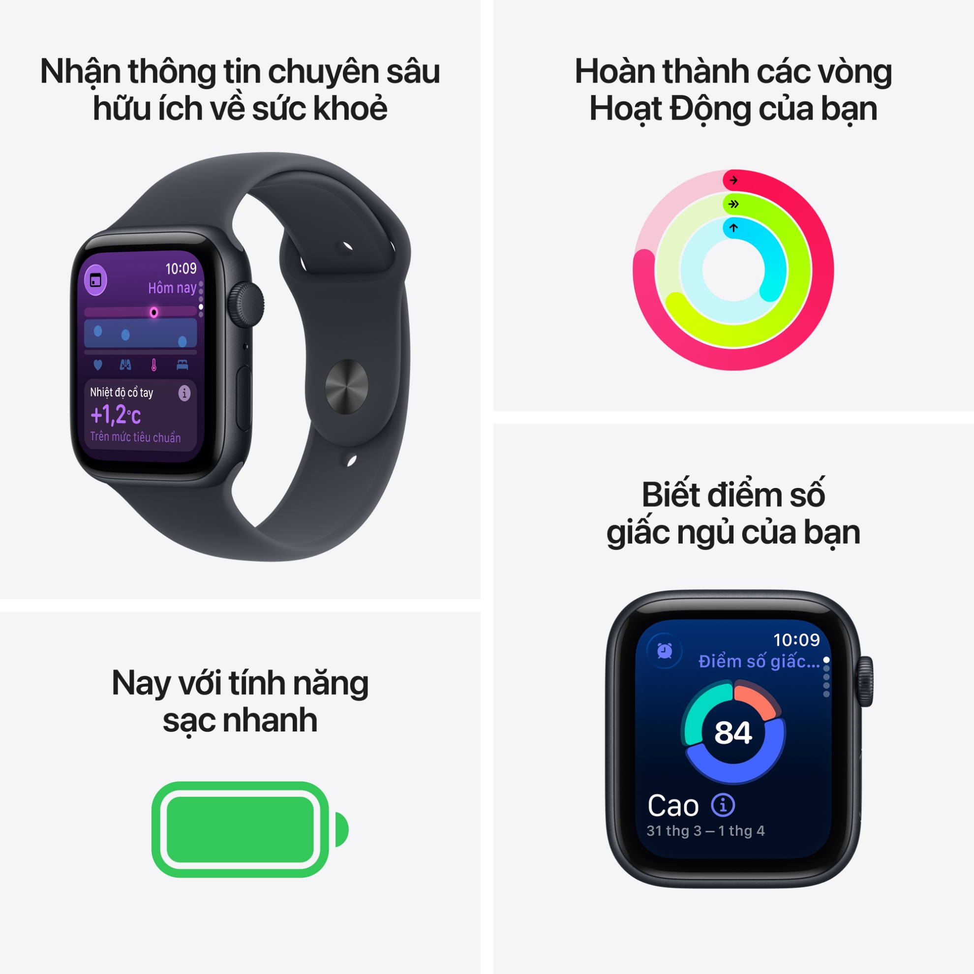 Apple Watch SE 3 2025 GPS (Viền nhôm, dây cao su)