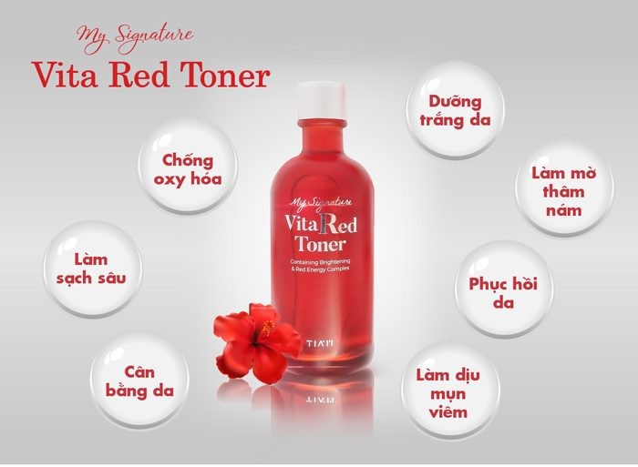 Bộ 3 sản phẩm dưỡng trắng da, làm mờ thâm TIA'M My Signature  Red C (Toner + Serum + Cream)