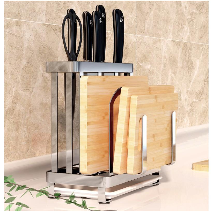 Kệ cài dao, thớt, đũa thìa trong bếp màu inox, kích thước giá: 24 x 13 x 23,5 cm