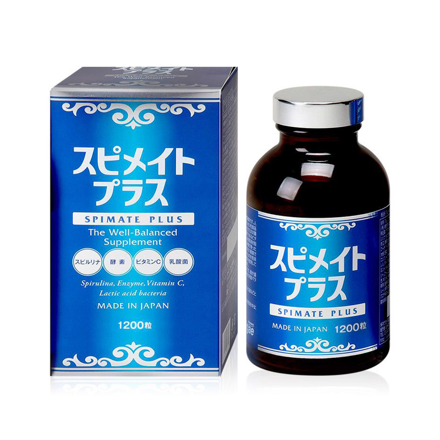 Tảo Spirulina Spimate Plus 1200 viên bổ sung vitamin, rau xanh - Nội địa Nhật Bản