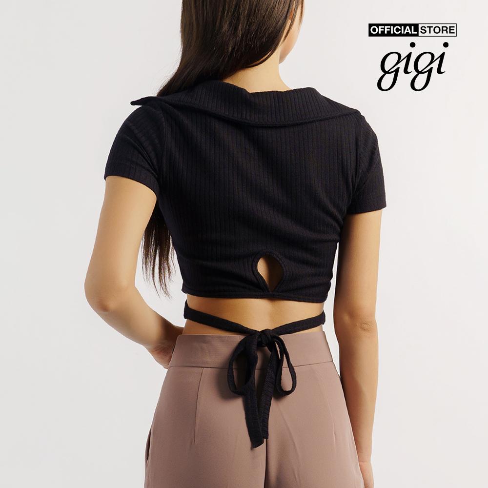 GIGI - Áo croptop nữ cổ bẻ phối dây cột hiện đại G1201T221250