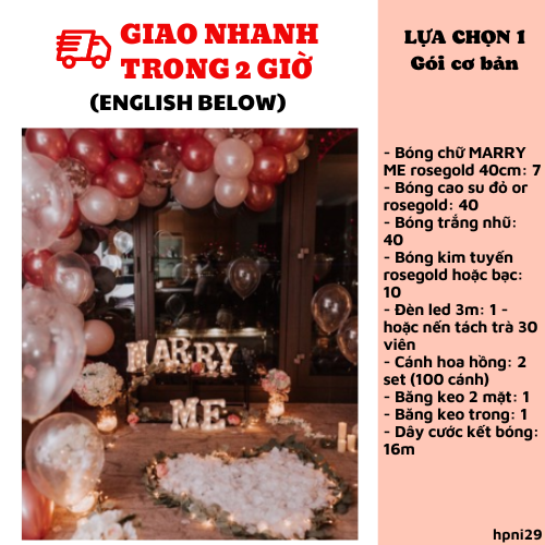 Bộ bong bóng trang trí cầu hôn proposal balloon set hpni29