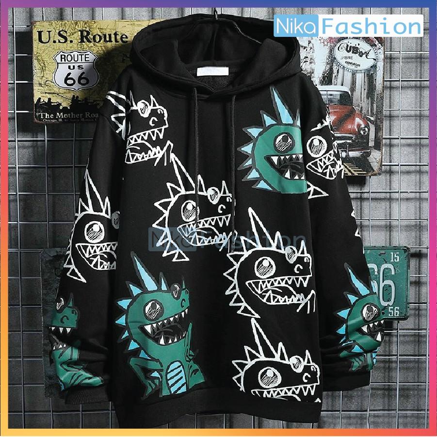 Nikafashion Áo Hoodie Nón Unisex Nam Nữ Chất Vải Nỉ Freesize 1 kích cỡ Form Dáng Rộng Dưới 65kg Mặc Đẹp K.L.O.N.G.C.Ư.Ờ.