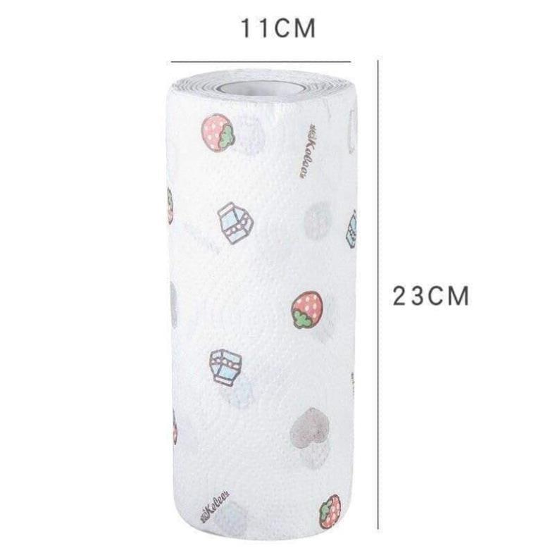 Cuộn khăn giấy lau bếp đa năng màu trắng 220 tờ, siêu mềm mịn, siêu dai, có thể giặt nhiều lần