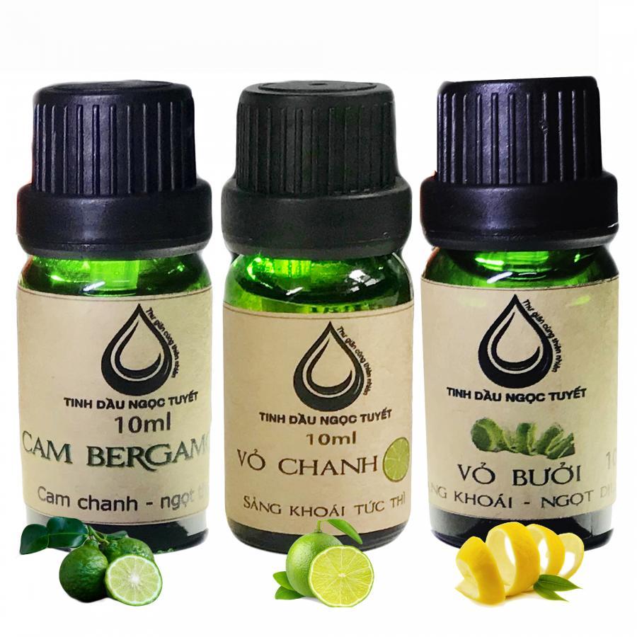 Bộ tinh dầu mang lại sự thoải mái, vui vẻ 10mlx3 (vỏ chanh, vở bưởi, cam begamot) Ngọc Tuyết