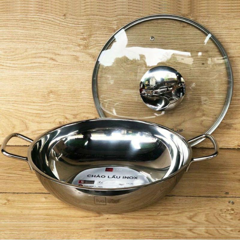 Nồi Inox lẩu 3 đáy 28cm Fivestar nắp kính chính hãng cao cấp DrbStore