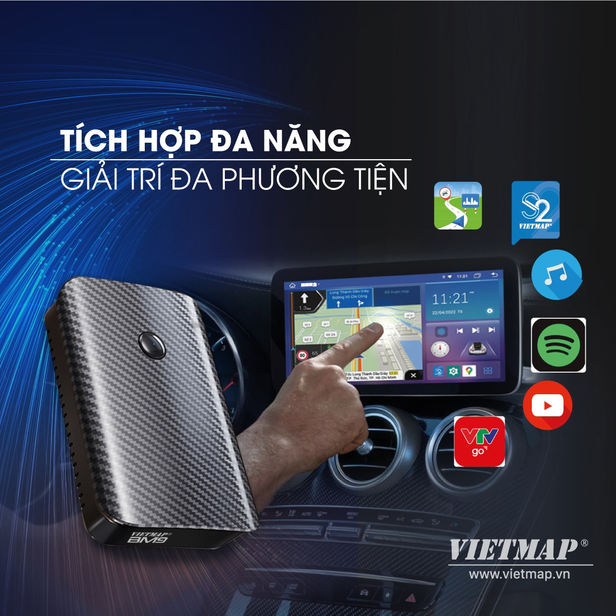 VIETMAP BM9 - Thiết bị dành cho màn hình zin ô tô - Tích hợp Dẫn đường - Vietmap S2 Vietmap Live  - Hàng chính hãng