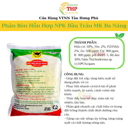Phân Bón Hỗn Hợp NPK Đầu Trâu MK Đa Năng NPK 17-12-7 | Phân Bón Chuyên Hoa - Cây Cảnh
