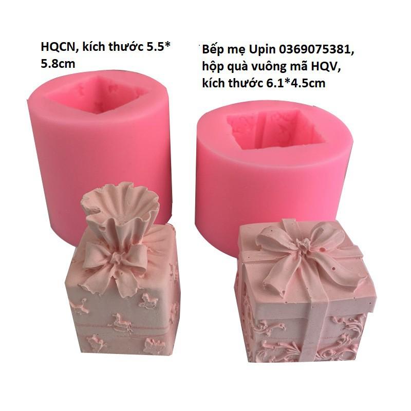 khuôn silicon hình hộp quà làm bánh, nến thơm
