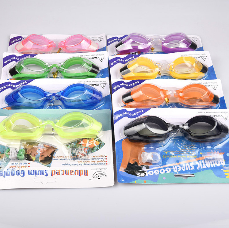 Kính bơi chống nước tặng kèm nút tai và kẹp mũi tiện dụng - giao màu ngẫu nhiên