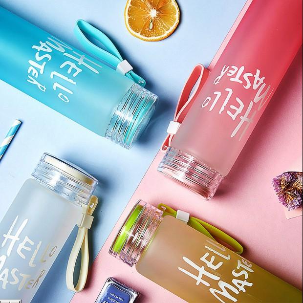 Bình Đựng Nước Thuỷ Tinh Hello Master 450ml Cực đẹp