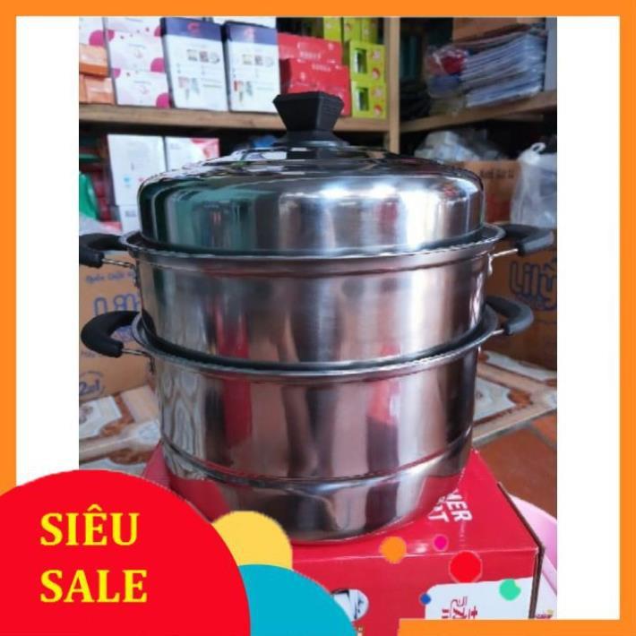 Nồi hấp inox 3  tầng hiện đại kích thước lớn, có thể sử dụng trên mọi loại bếp .