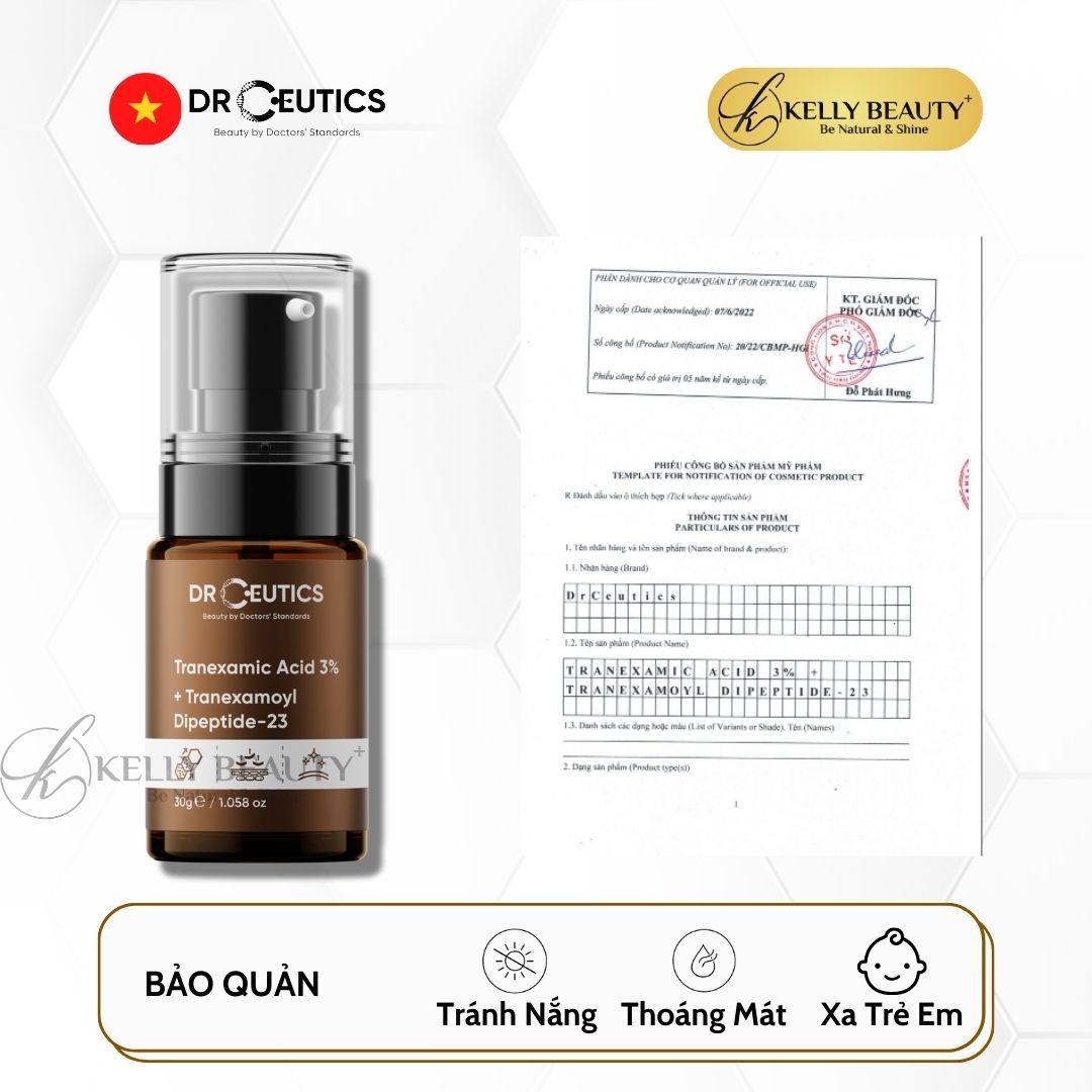 Serum Sáng Da Mờ Sạm Nám DrCeutics Tranexamic Acid 3% + Tranexamoyl Dipeptide-23 | Kelly Beauty