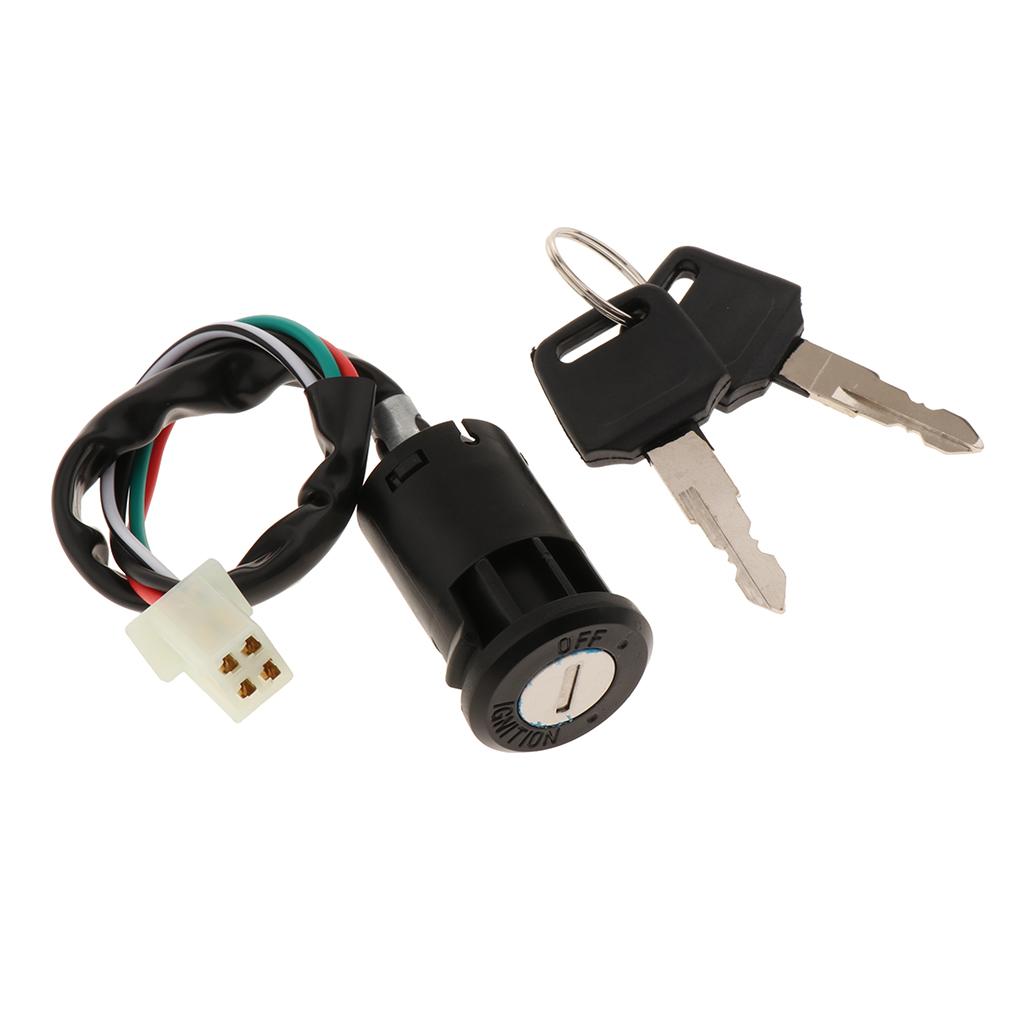 Black  Ignition Key Switch Replacement 4 Wire Ignition Key Switch