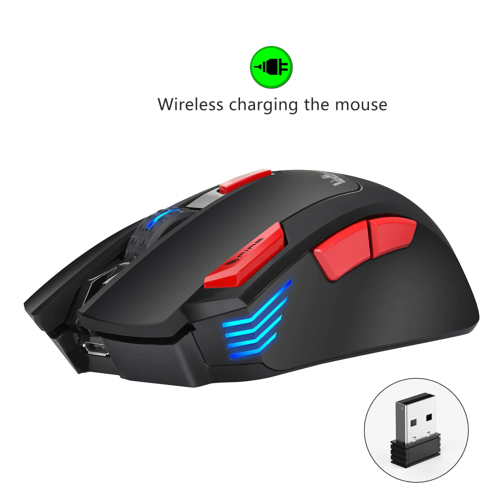 Chuột HXSJ T88 Bluetooth Không Dây Chuyên Dùng Cho Gamer, Văn Phòng Không Mỏi Cổ Tay, Đèn Nền 7 Màu, Độ Nhạy 4000DPI, Sử Dụng Pin Sạc 1300mAh, Độ Bền Nút Bấm Lên Tới 10 Triệu Lần - Hàng Chính Hãng