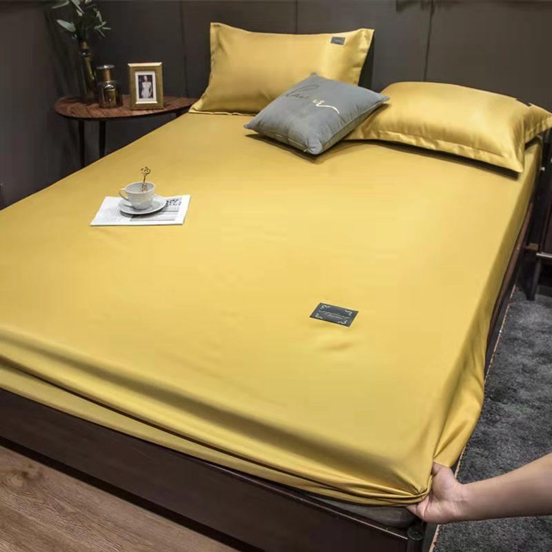 Lụa Satin Trang Bị Tấm Đồng Màu Bọc Nệm Thun Giườngbăng Lụa Satin 180X220Cm có Thể Giặt Bằng Máy