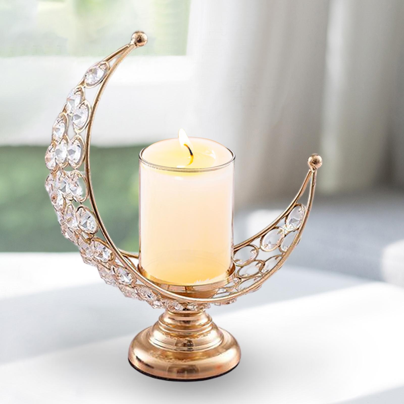 Pillar Candle Holder Moon Shape Candlestick Holder Metal Craft Dining Table Bedroom Wedding Centerpiece Home Decoration Tealight Holder