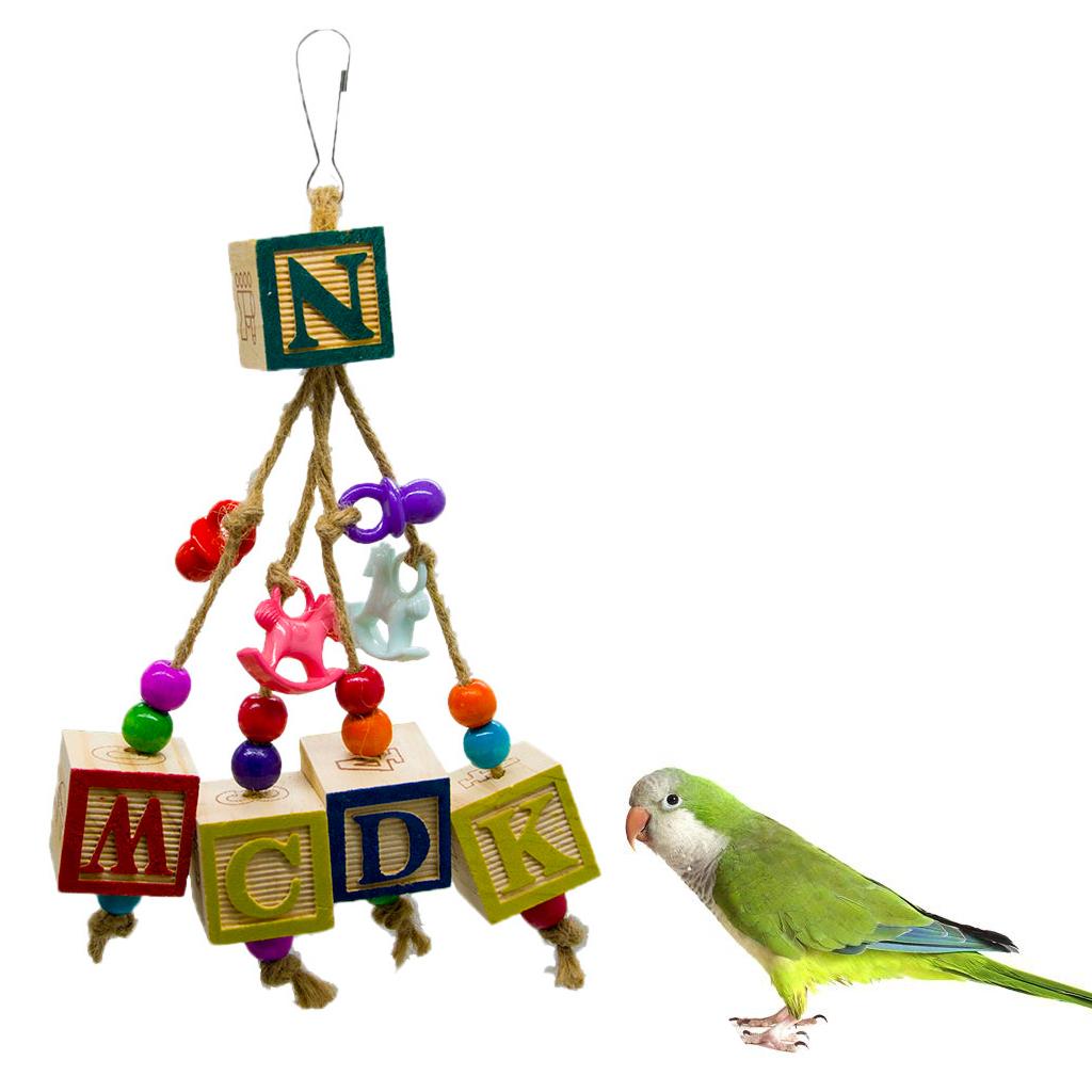 Wooden Block Bird Parrot Toys for Small Medium Large Parrots and Birds