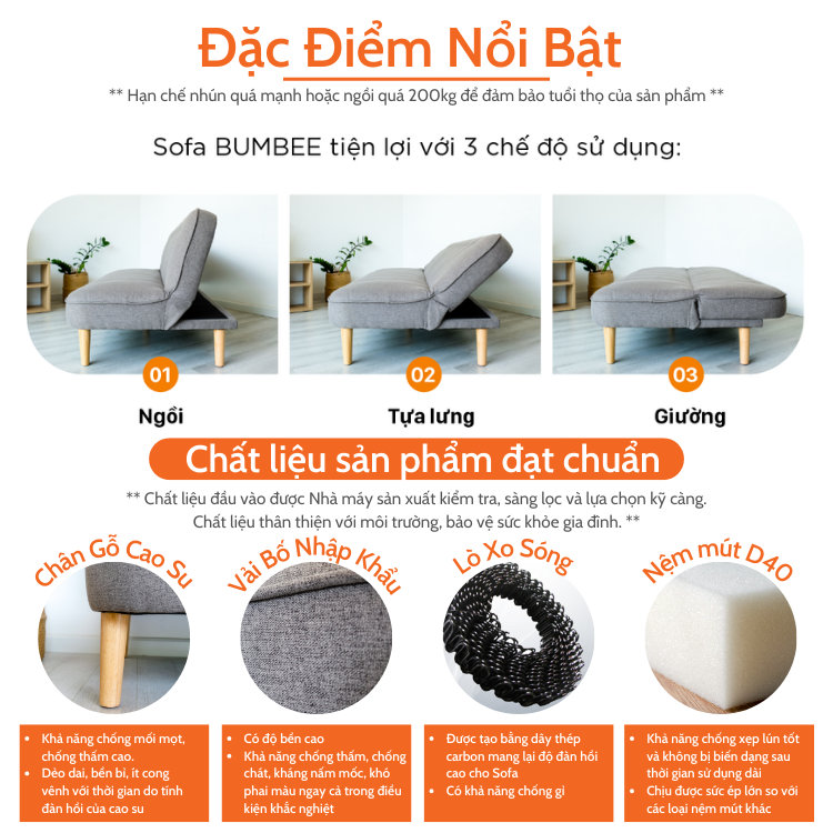 Ghế Sofa Giường Vải Thông Minh BEYOURs Bumbee Sofa Bed Đa Năng Nội Thất Phòng Khách - Xám