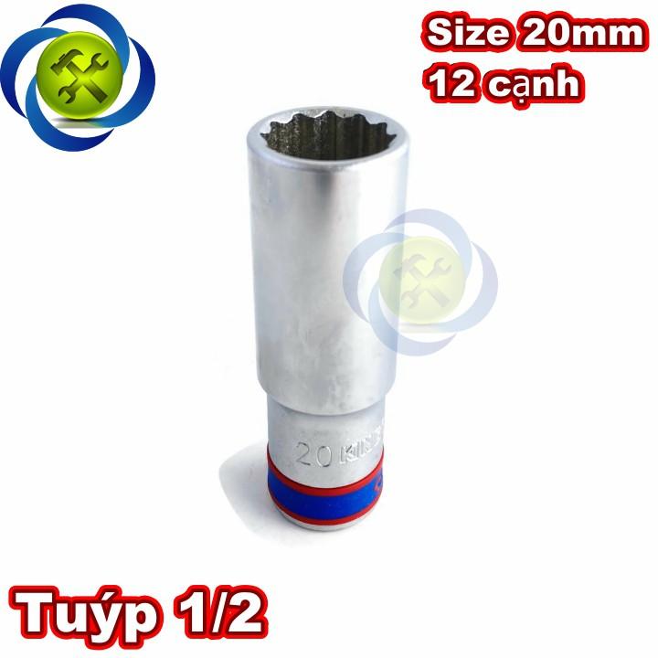 Tuýp 20mm 1/2 Kingtony 423020M loại dài 12 cạnh màu trắng