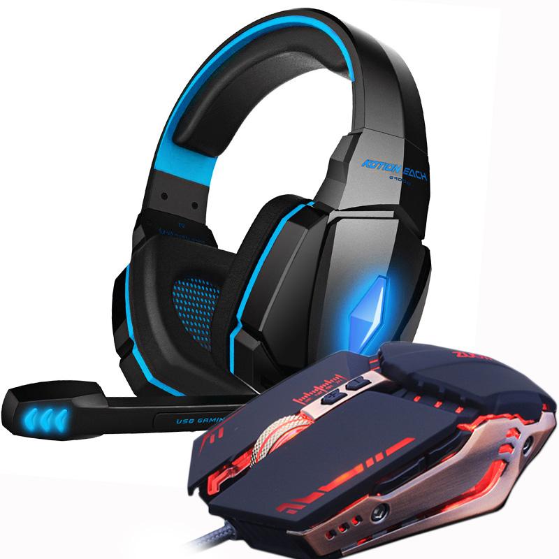 Tai Nghe Chơi Game Và Chuột Chơi Game 4000 DPI Có Thể Điều Chỉnh Âm Thanh Nổi Game Thủ Tai Nghe Tai Nghe + Game Thủ Chuột LED Quang Có Dây Cổng USB
