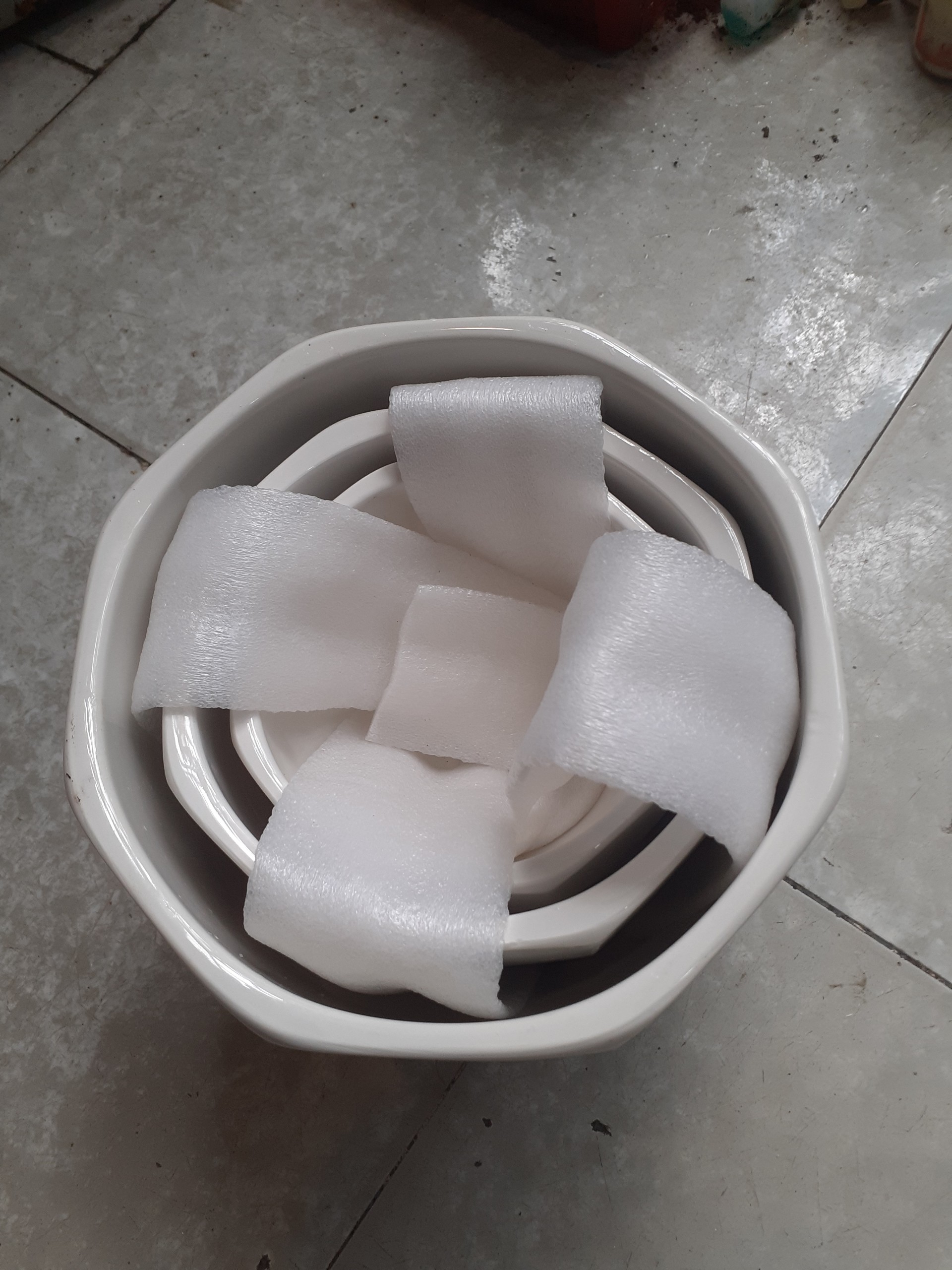 BỘ 3 Chậu kèm dĩa BÁT GIÁC J&P . 1 CHẬU SIZE TRUNG .