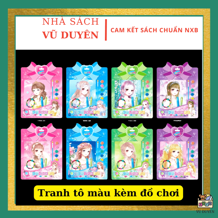 Set tranh tô màu trang điểm lấp lánh kèm cọ và đồ chơi nhiều mẫu công chúa, siêu nhân,... ngẫu nhiên cho bé