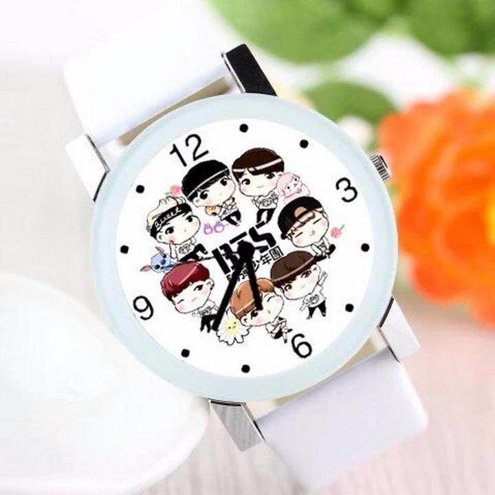 Đồng hồ đeo tay BTS chibi cute dễ thương nhóm nhạc Hàn Quốc tặng ảnh Blue Vcone