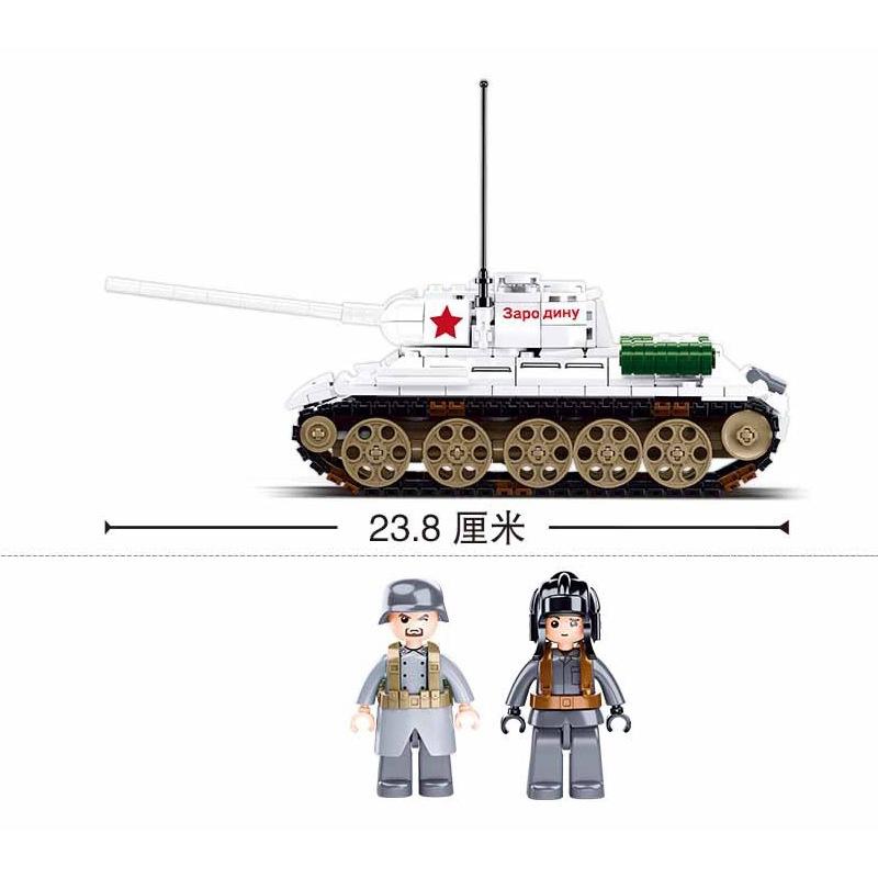 Đồ chơi Lắp ráp Xe Tăng T-34 Mùa đông, Sluban B0978 Xếp hình thông minh, Main battle tank T-34