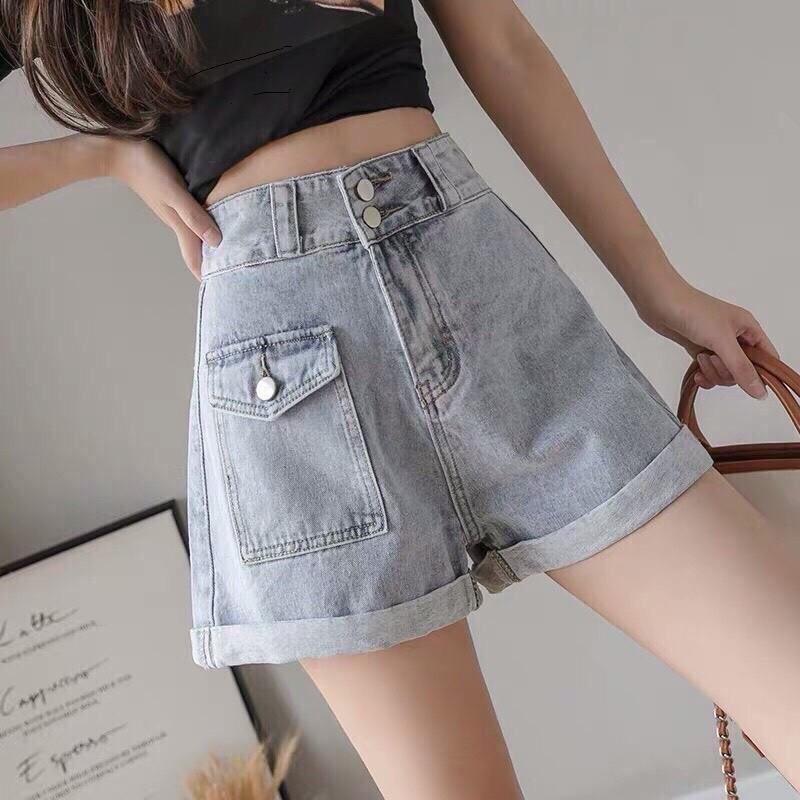 Quần short nữ lưng cao King168 , quần short jean nữ co dãn nhẹ cao cấp tq02