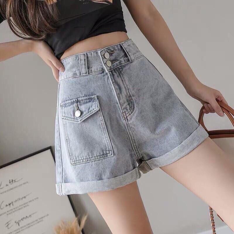 Quần short jean nữ lưng cao King168 , quần short nữ cao cấp SQ06