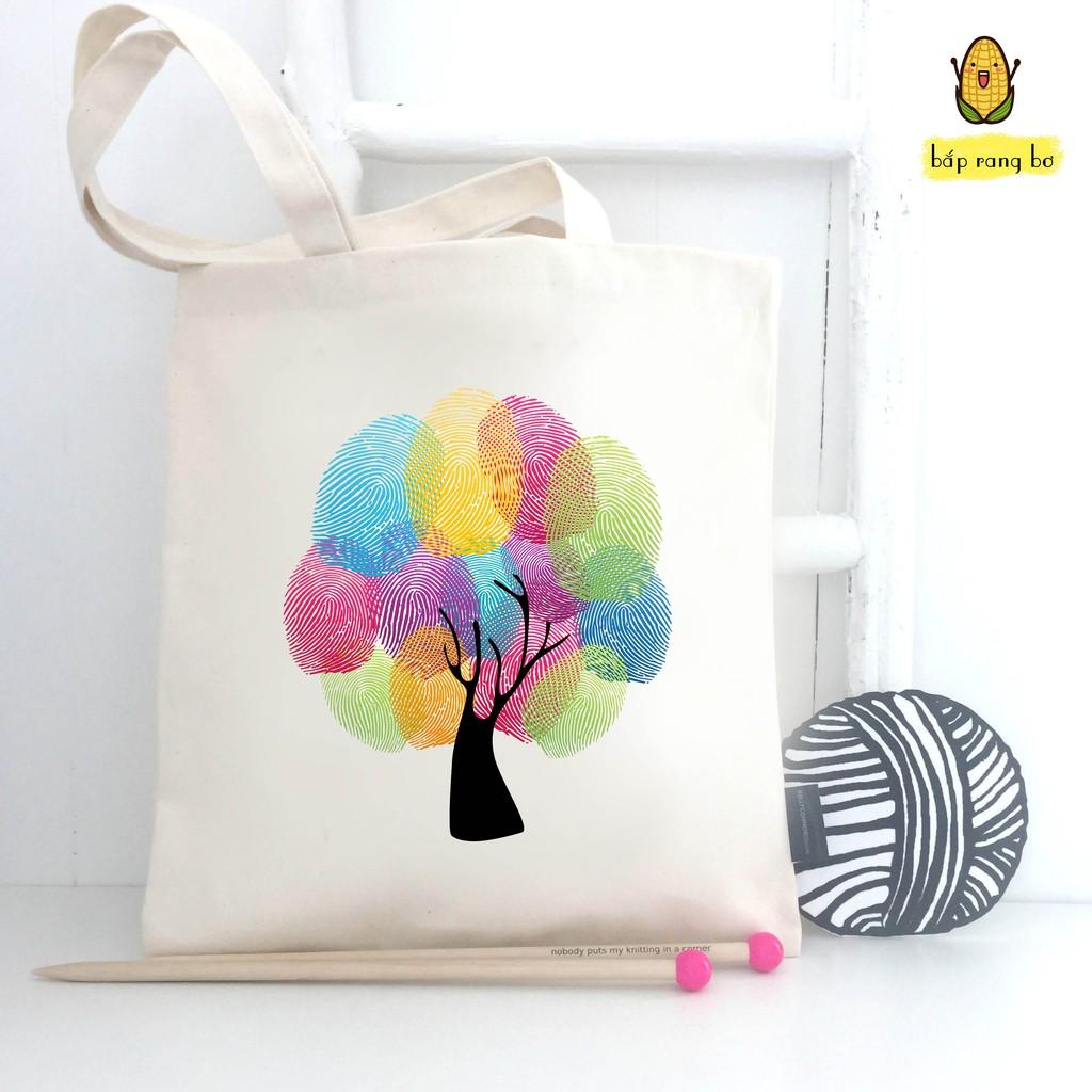 TÚI TOTE CẦU VỒNG 7 MÀU - VẢI DỆT CANVAS